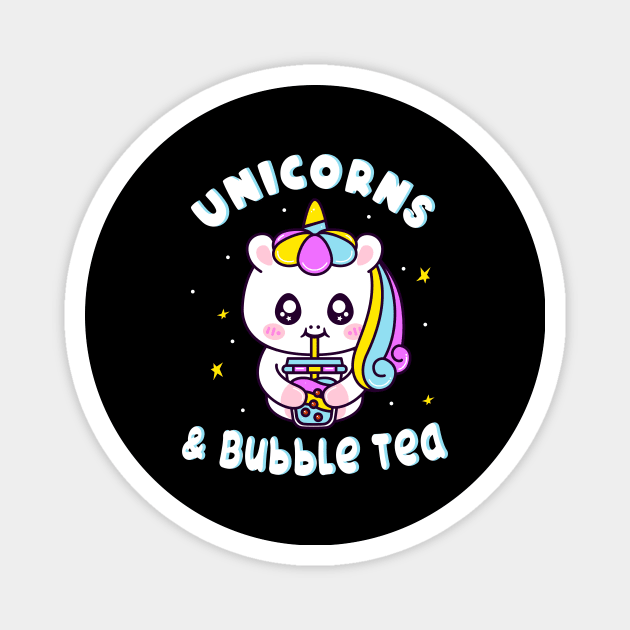 Unicorns And Bubble Tea Chibi Cute Unicorn Magnet by Foxxy Merch